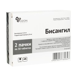 Бисангил, таблетки покрытые пленочной оболочкой 5 мг+6.25 мг 30+30 шт комби-упаковка